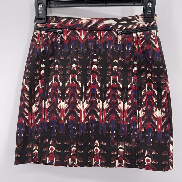 H&M Sz 2 Mini Skirt A Line Abstract Design Summer Casual Cotton Stretch - Picture 1 of 5